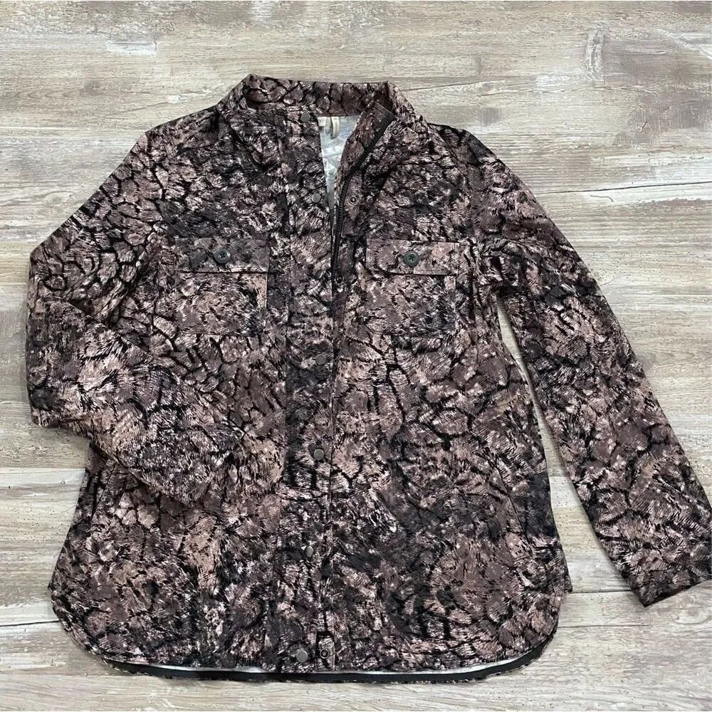 LOGO by Lori Goldstein Womens Camo Shirt Shacket Size 10